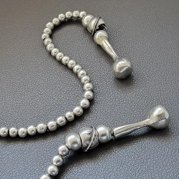 Pewter-Tone Silver-Plated Lariat Necklace with Aqua Crystal - Picture 3 of 8